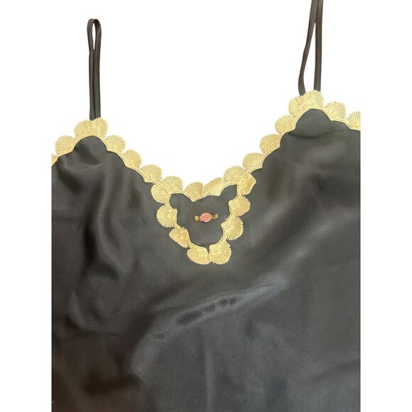 Vintage California Dynasty Womens navy Satin Nightgown L slip dress coquette - Picture 7 of 7